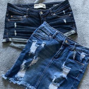 Garage Jean Shorts/skirt bundle